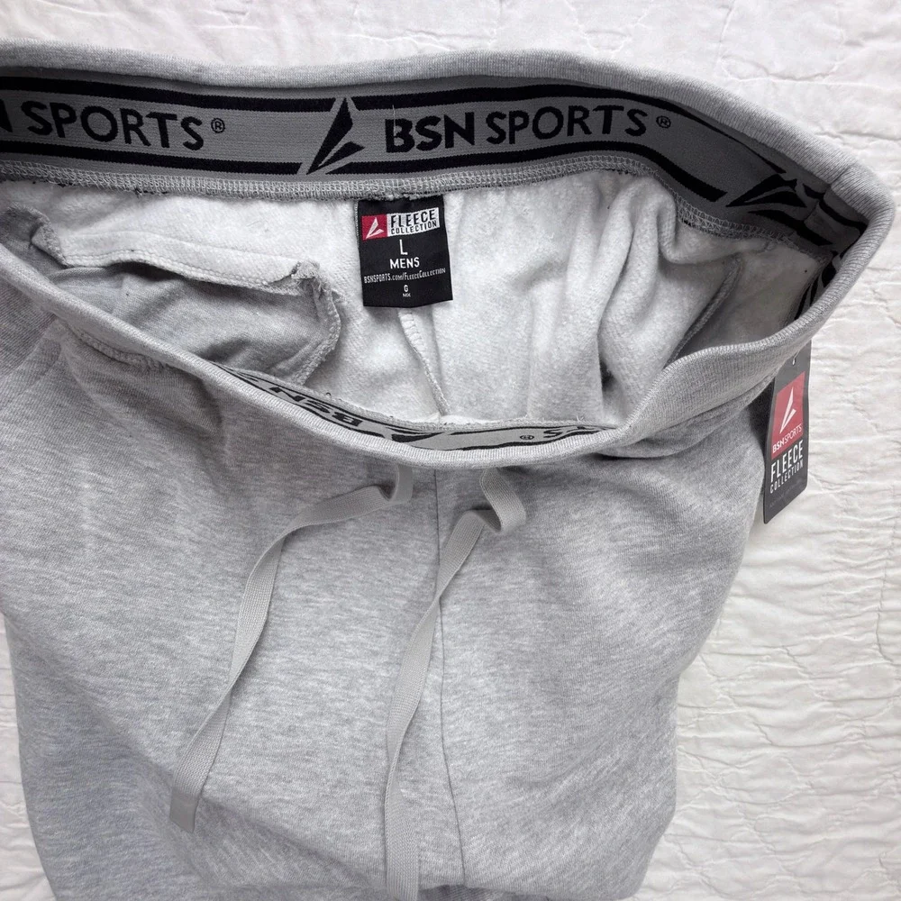 BSN Sports Mens Large Fleece Jogger NWT Gray Athleisure Loungewear Sporty